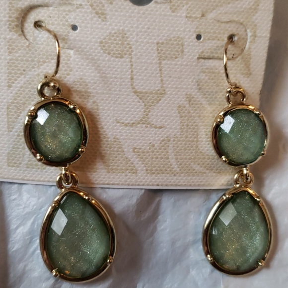 Ann Klein Aqua Goldtone Earrings - Picture 4 of 4